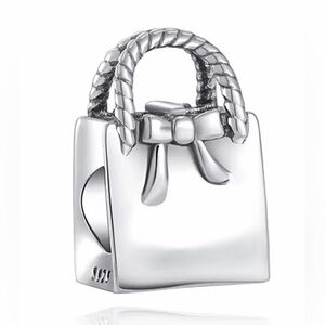 Silver Handbag Charm With Bow